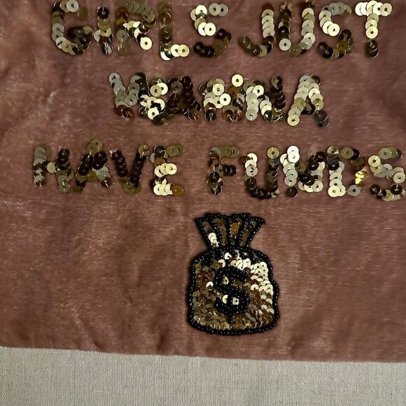 Bow & Drape NY gold sequin bead embellished pink velvet clutch pouch NWOT - Picture 3 of 11
